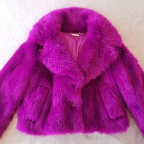 GUESS Marciano Purple Faux Fur Jacket - Picture 6 of 14